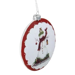 Roman Snowmen>4" White And Red Snowman On Sled Christmas Ornament