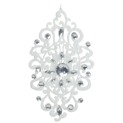 Melrose Victorian>8.25" White And Silver Contemporary Lace Doily Christmas Ornament