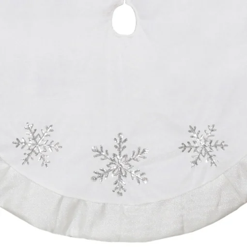 48 Inch And Smaller*Northlight 48" White And Silver Embroidered Sequin Snowflakes Tree Skirt