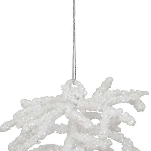Northlight Pine Cones>5" White And Silver Glitter Pine Cone Christmas Ornament