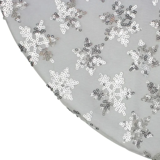 Mini Tree Skirts*Northlight 20" White And Silver Sequin Snowflake Mini Christmas Tree Skirt