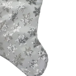 Stockings*Northlight 19 White And Silver Sequin Snowflake Christmas Stocking