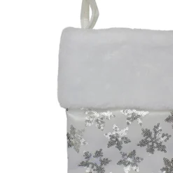 Stockings*Northlight 19 White And Silver Sequin Snowflake Christmas Stocking