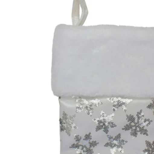 Stockings*Northlight 19 White And Silver Sequin Snowflake Christmas Stocking