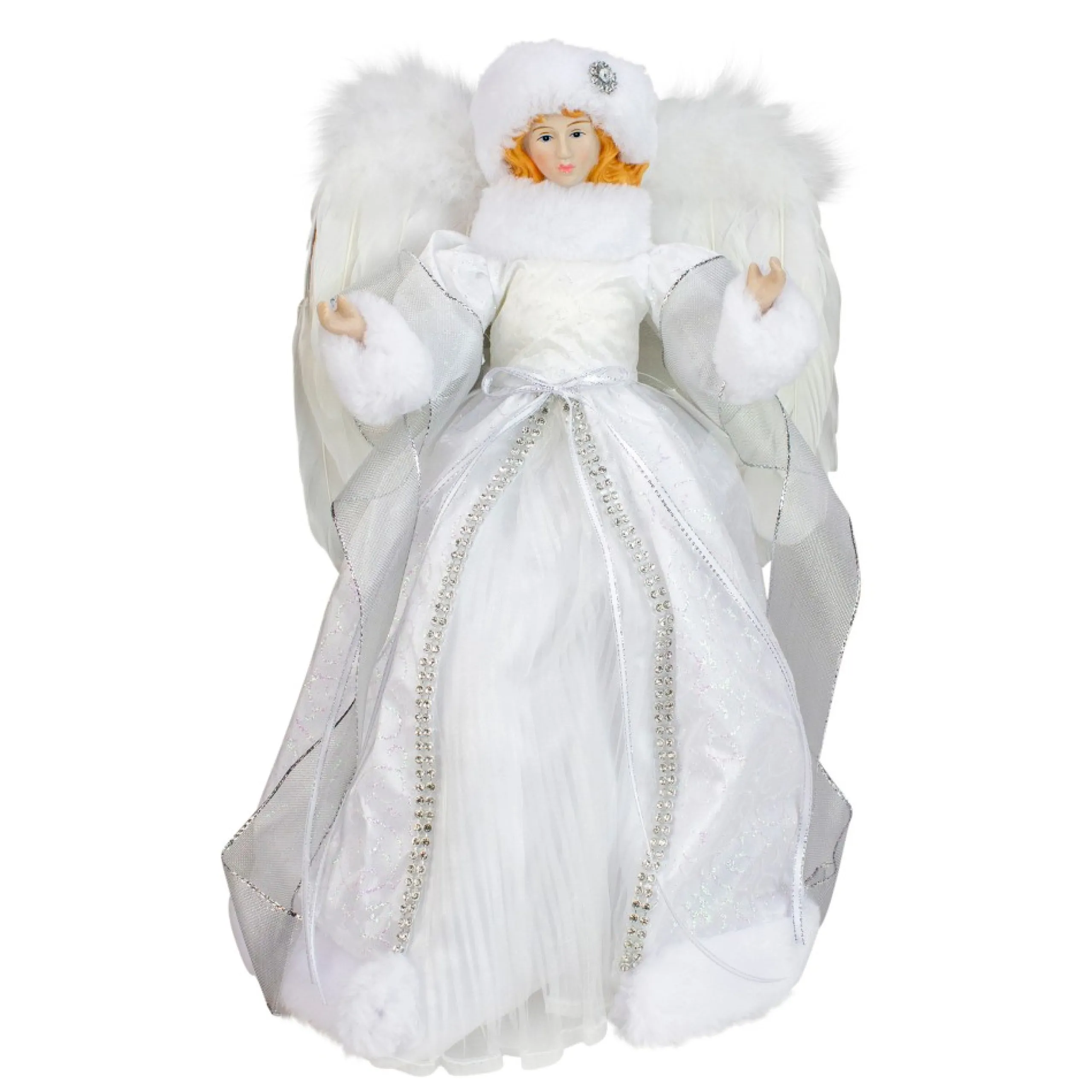 Angel Tree Toppers*Roman 14" White Angel In A Sparkly Dress Christmas Tree Topper- Unlit