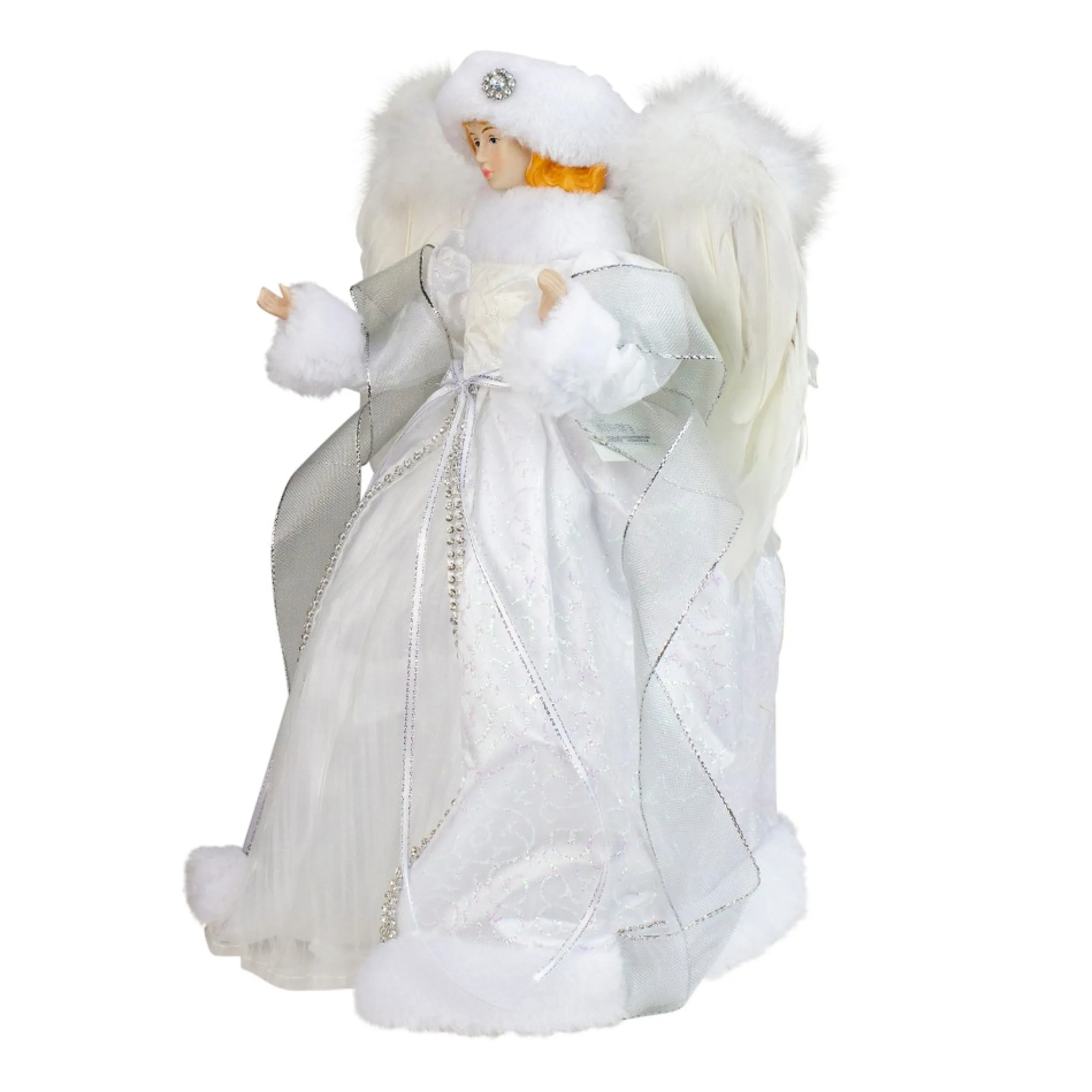 Angel Tree Toppers*Roman 14" White Angel In A Sparkly Dress Christmas Tree Topper- Unlit