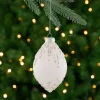 Northlight Finials>5" White Beaded And Silver Sequins Christmas Glass Finial Ornament