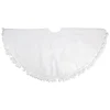 48 Inch And Smaller*Northlight 36" White Christmas Tree Skirt With A Pom Pom Border And Tie Backs