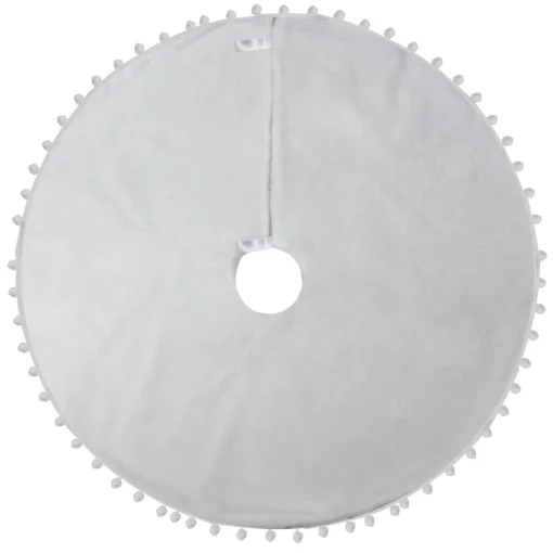 48 Inch And Smaller*Northlight 36" White Christmas Tree Skirt With A Pom Pom Border And Tie Backs
