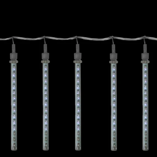 Kurt Adler 8 White Double Sided Mini Snowfall Icicle Christmas Light - 0.5 Ft Clear Wire