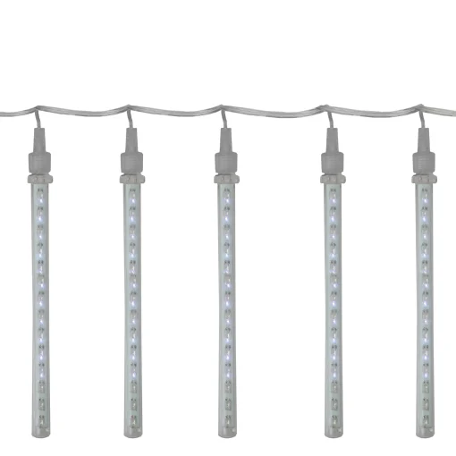 Kurt Adler 8 White Double Sided Mini Snowfall Icicle Christmas Light - 0.5 Ft Clear Wire