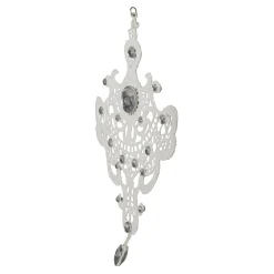 Melrose Victorian>9.5" White Elegant Jeweled Lace Doily Style Christmas Ornament