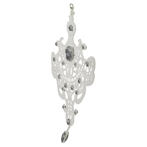 Melrose Victorian>9.5" White Elegant Jeweled Lace Doily Style Christmas Ornament