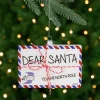 Northlight Santa Claus>3.5" White Envelope "Usps Dear Santa" With Stripes Glass Christmas Ornament