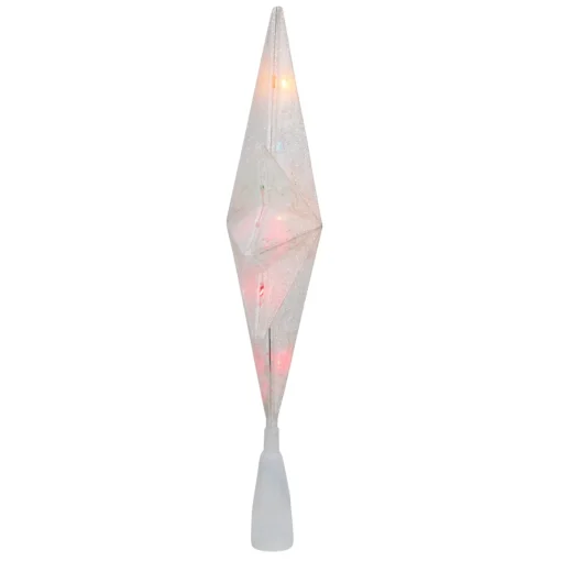 Star Tree Toppers*Northlight 11" White Frosted Bethlehem Star With Gold Scrolling Christmas Tree Topper - Multi Lights