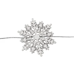 Unlit Garland*Northlight 5' White Glitter Dusted Wooden Snowflake Christmas Garland