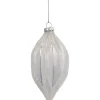 Northlight Finials>4.75" White Glittered Finial Beaded Christmas Glass Ornament