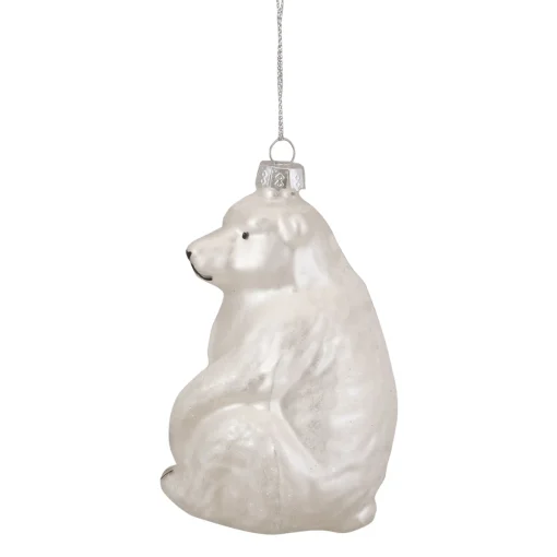 Northlight Animals>4" White Glittered Polar Bear Glass Christmas Ornament
