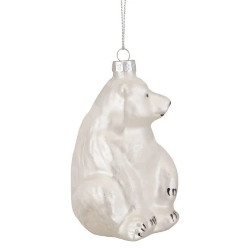 Northlight Animals>4" White Glittered Polar Bear Glass Christmas Ornament