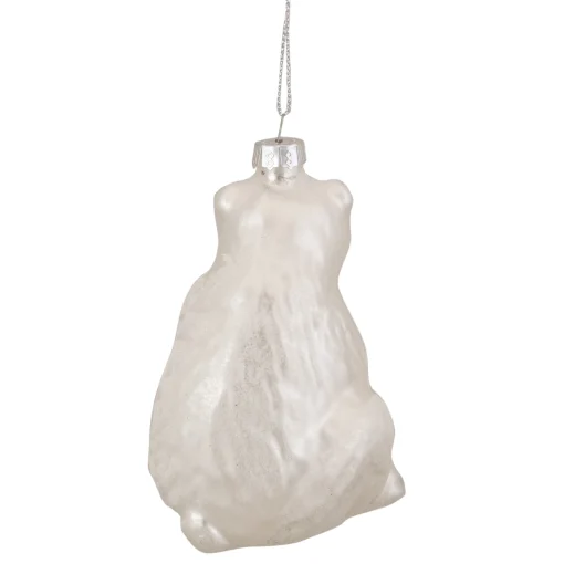 Northlight Animals>4" White Glittered Polar Bear Glass Christmas Ornament