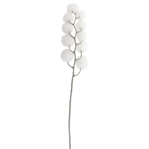 Sprays, Branches & Picks*Northlight 24" White Glittered Pom Pom Artificial Christmas Spray