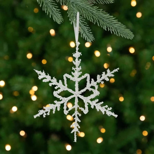 Northlight Snowflakes>10" White Glittered Snowflake Christmas Ornament