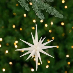 Northlight Stars>6" White Glittered Starburst Christmas Ornament