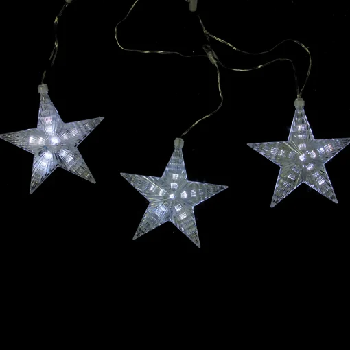 Northlight 3 White Led Cascading Snowfall Star Christmas Lights - 2 Ft Clear Wire