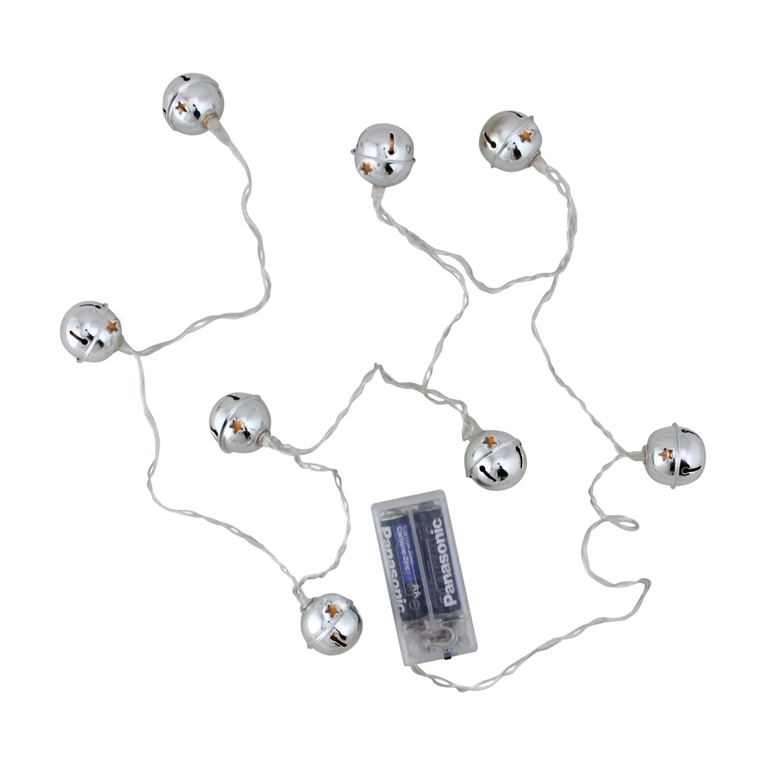 Northlight 8 White Led Jingle Bell Novelty Christmas Lights - 3 Ft Clear Wire