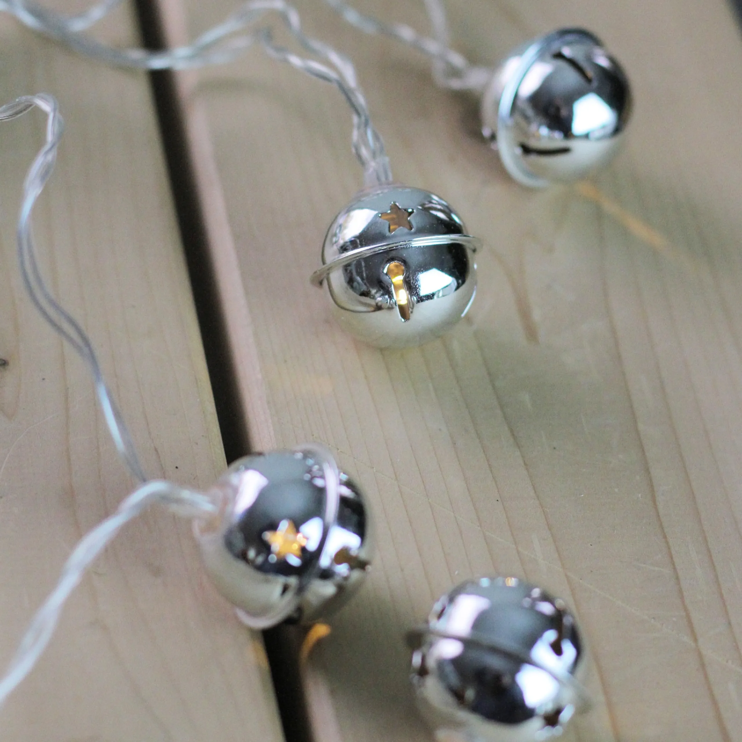 Northlight 8 White Led Jingle Bell Novelty Christmas Lights - 3 Ft Clear Wire