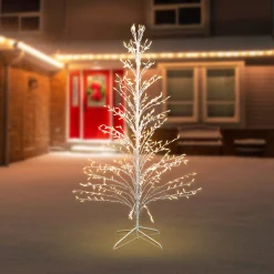 Northlight Twig Trees></noscript>6' White Lighted Christmas Cascade Twig Tree Outdoor Decoration - Clear Lights
