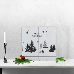 Signs & Plaques*Northlight 16" White Merry Christmas Post Card Winter Scene Wooden Wall Sign
