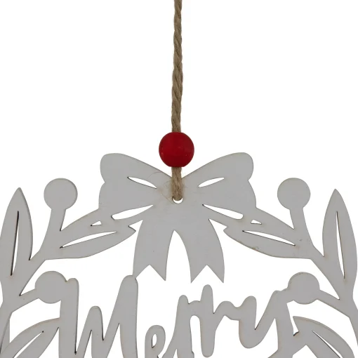 Northlight Inspirational>8" White "Merry Christmas" Wreath Cutout Hanging Ornament