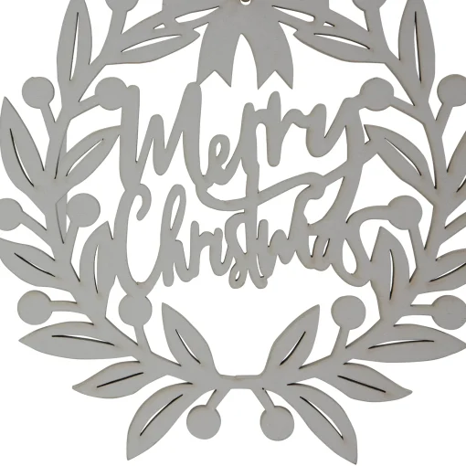 Northlight Inspirational>8" White "Merry Christmas" Wreath Cutout Hanging Ornament