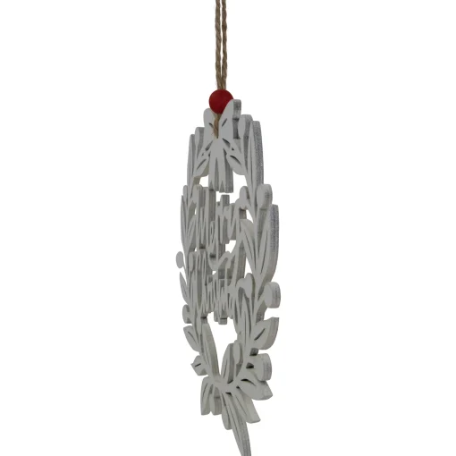 Northlight Inspirational>8" White "Merry Christmas" Wreath Cutout Hanging Ornament