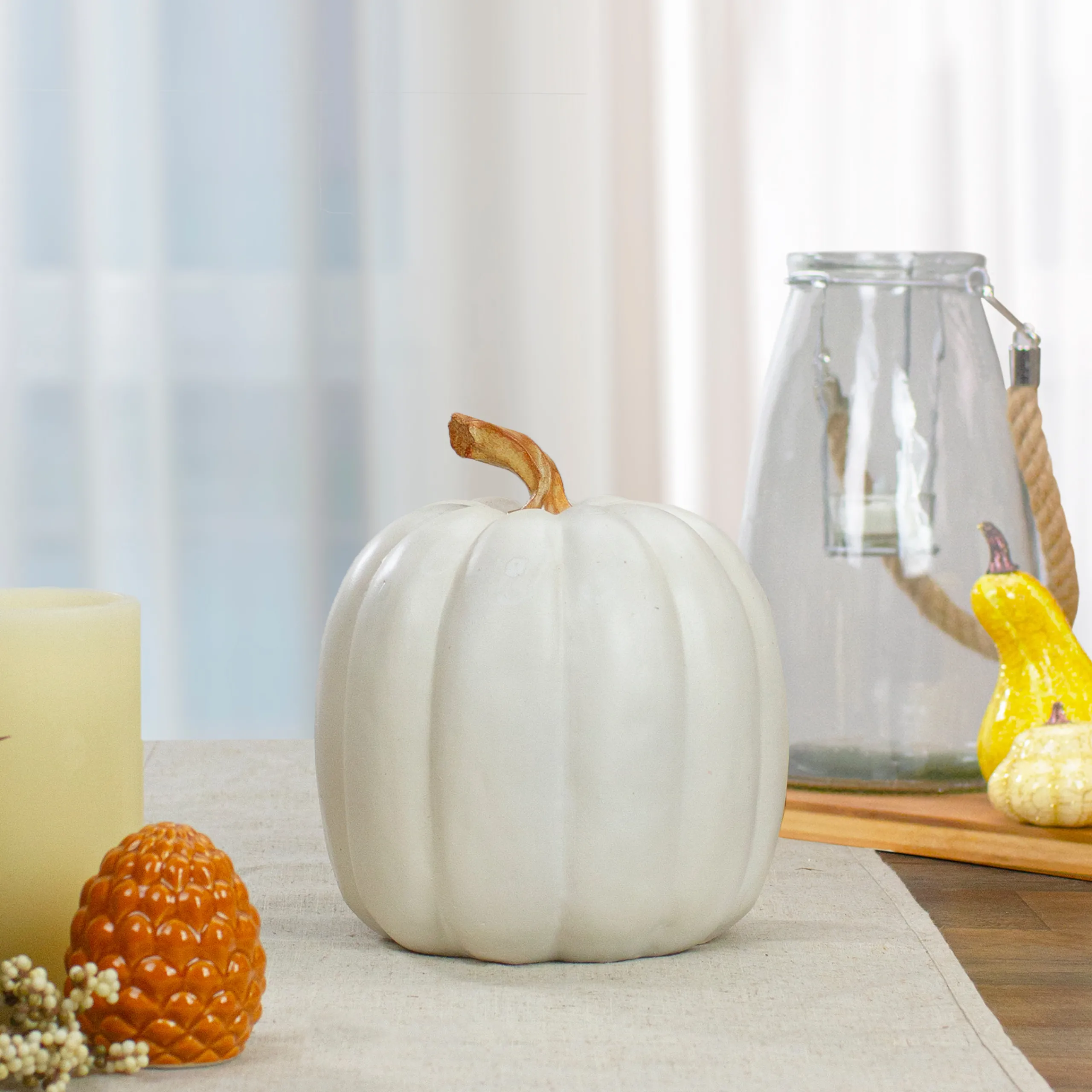 Northlight 8" White Pumpkin Autumn Harvest Tabletop Decoration