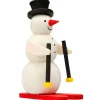 Alexander Taron Snowmen>1.75" White, Red, And Black Handcrafted Snowman Skier Graupner Ornament