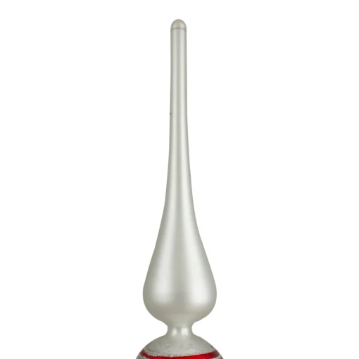 Finial Tree Toppers*Northlight 14.75" White, Red And Green Glass Finial Christmas Tree Topper