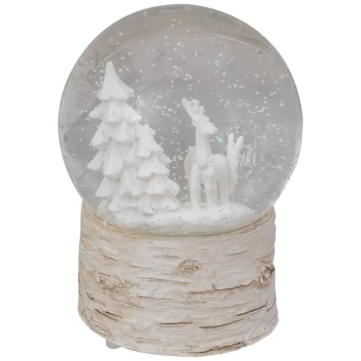 Snow Globes*Northlight 5.5" White Reindeer Woodland Scene Musical Christmas Snow Globe