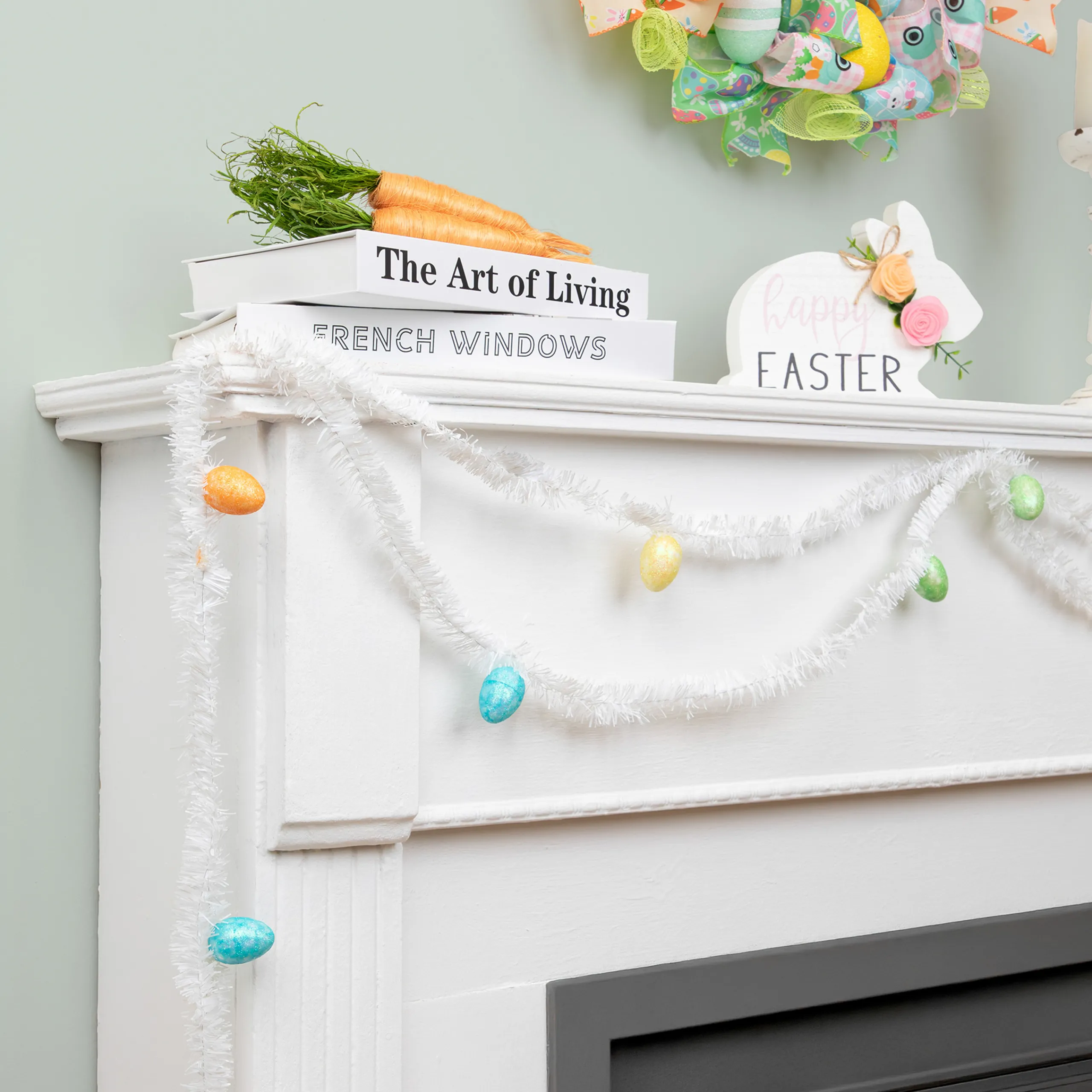 Northlight 25' White Spring Tinsel Garland With Easter Eggs - Unlit