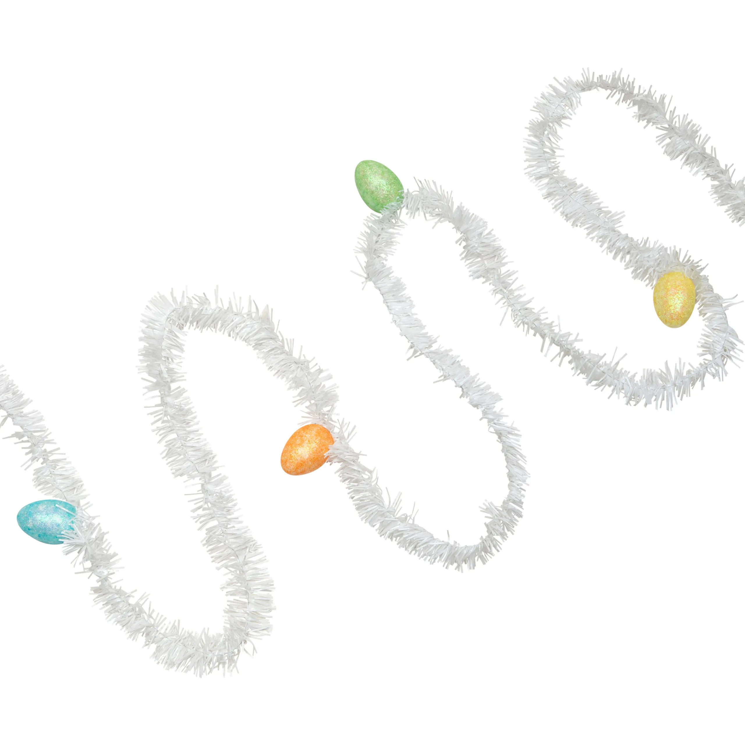 Northlight 25' White Spring Tinsel Garland With Easter Eggs - Unlit