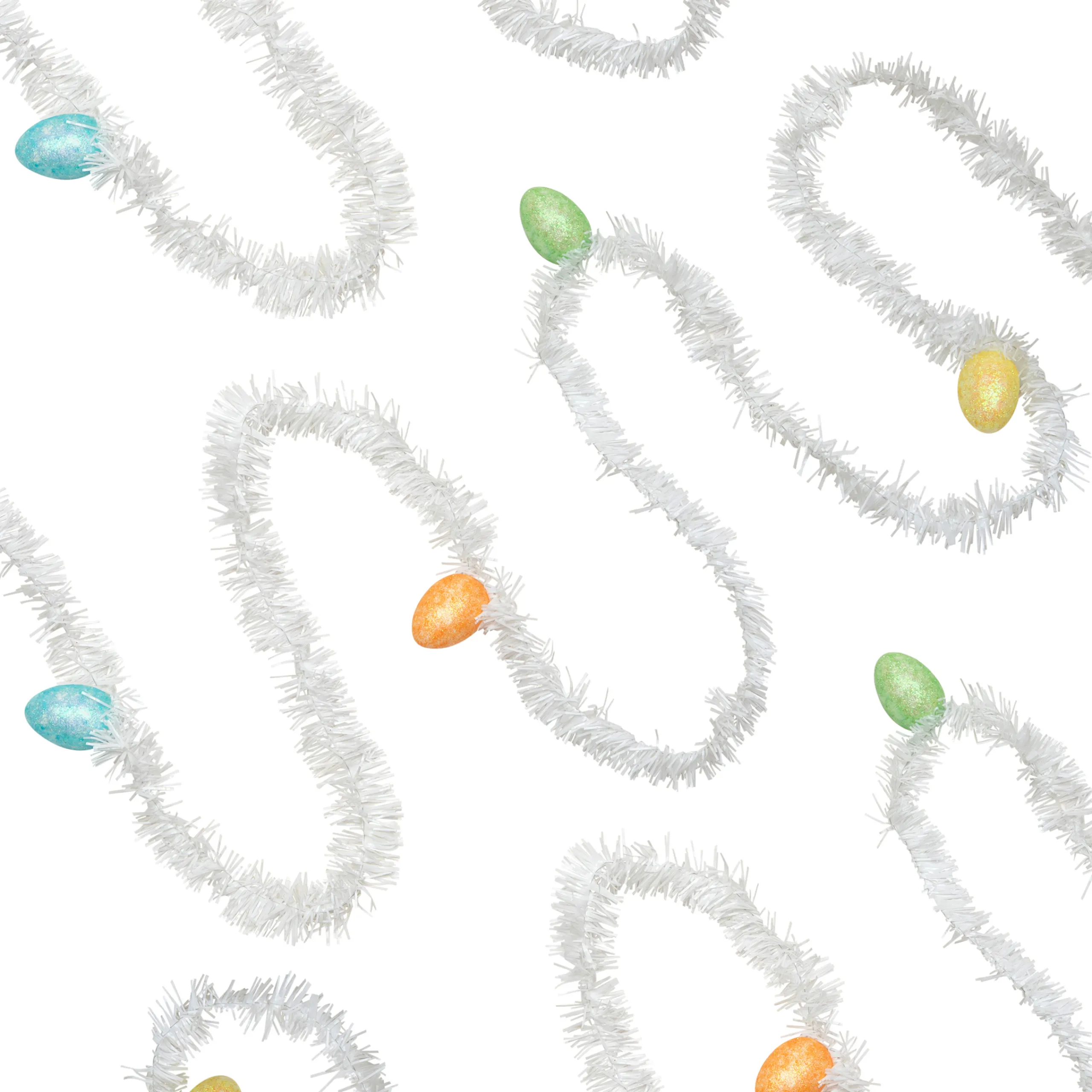 Northlight 25' White Spring Tinsel Garland With Easter Eggs - Unlit