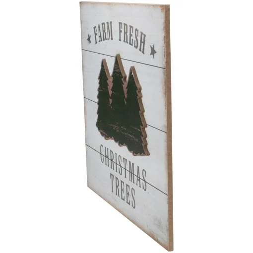 Signs & Plaques*Northlight 16" White Washed Farm Fresh Christmas Trees Wooden Wall Sign