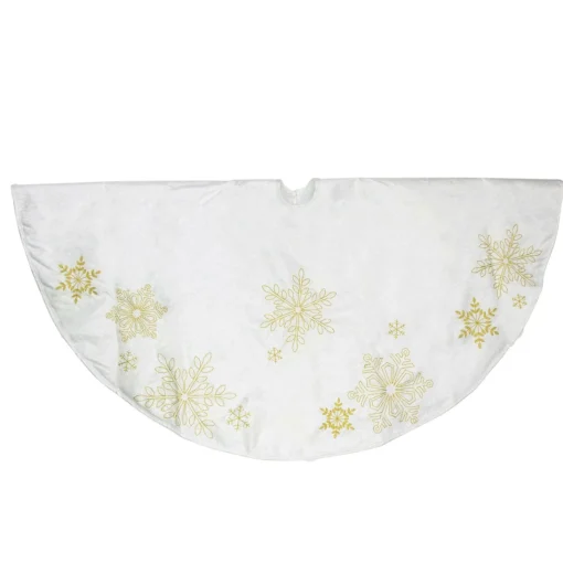 48 Inch And Smaller*Northlight 48" White With Gold Embroidered Snowflakes Christmas Tree Skirt