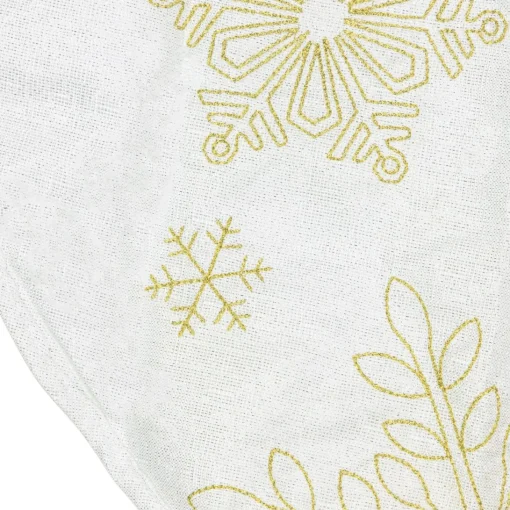 48 Inch And Smaller*Northlight 48" White With Gold Embroidered Snowflakes Christmas Tree Skirt