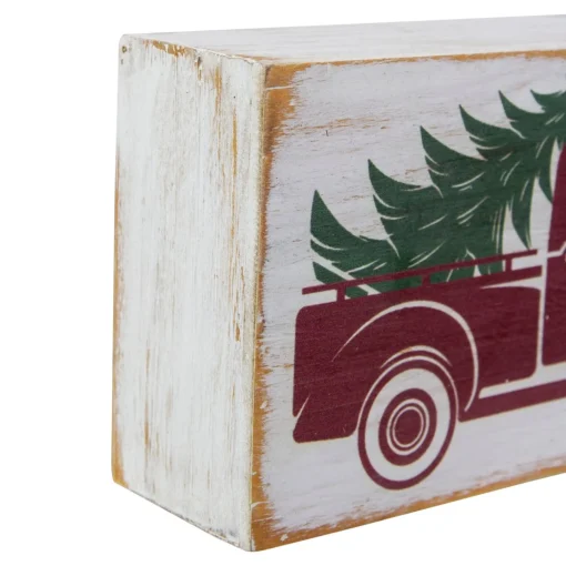 Signs & Plaques*Northlight 6" White Wooden Christmas Sign With Vintage Red Truck And Tree