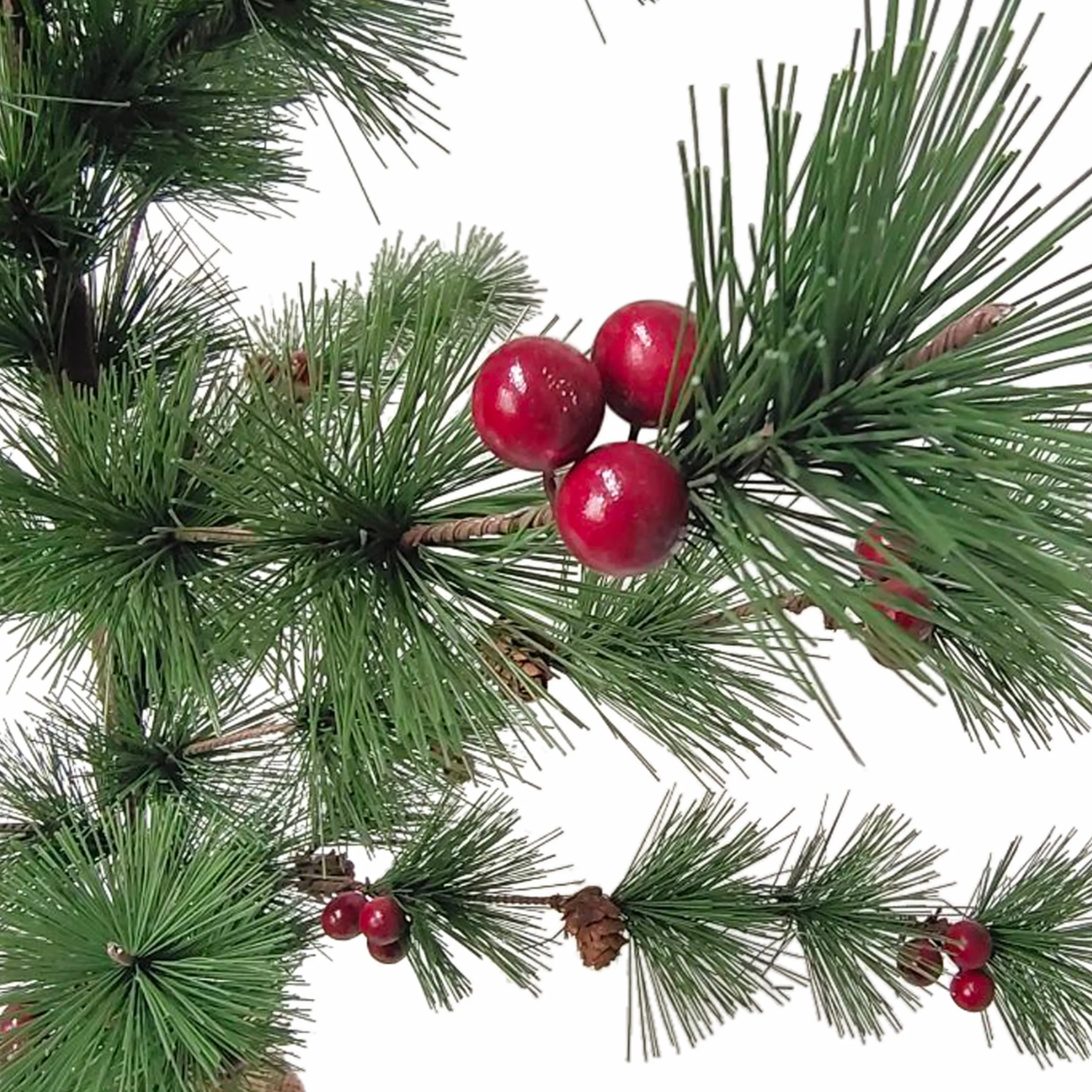 Northlight 3 And 3.5 Feet Tall>35.25" Winter Berry Pine Tree With Pine Cones In Jute Base Christmas Decoration