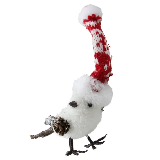Table Top Pieces*Northlight 4.75" Winter Bird In Nordic Hat With Twig Legs And Wings Christmas Decoration