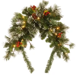 Pre-Lit Swags*National Tree Company 36" Wintry Pine Artificial Christmas Mailbox Swag, Warm White Led Lights