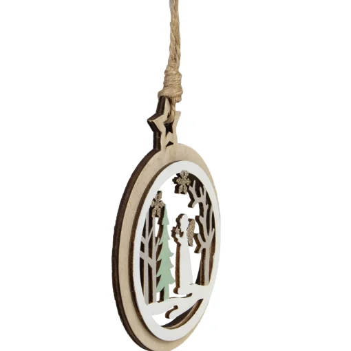 Northlight Angels & Cherubs>4.25" Wooden Angel And Pine Tree Christmas Ornament